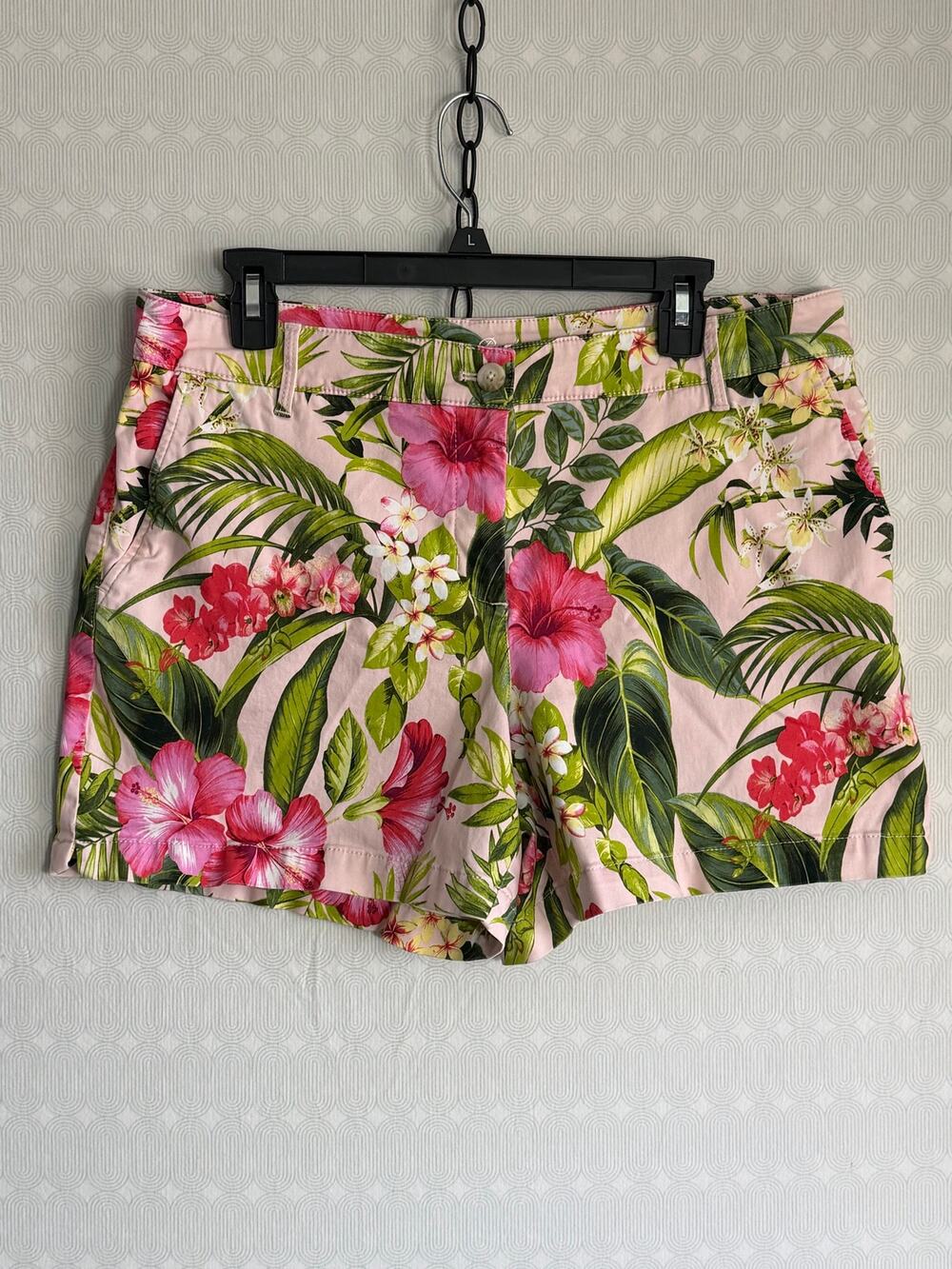 Tommy Bahama Women's Sz 14 Pink Hibiscus Floral Shorts Live The Island Life